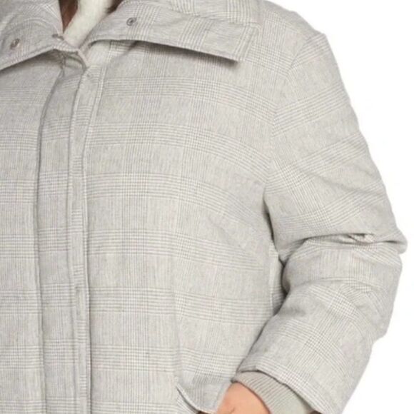 Anthropologie Avec Les Filles S Long Gray Plaid Puffer Coat EEUC - Picture 4 of 10